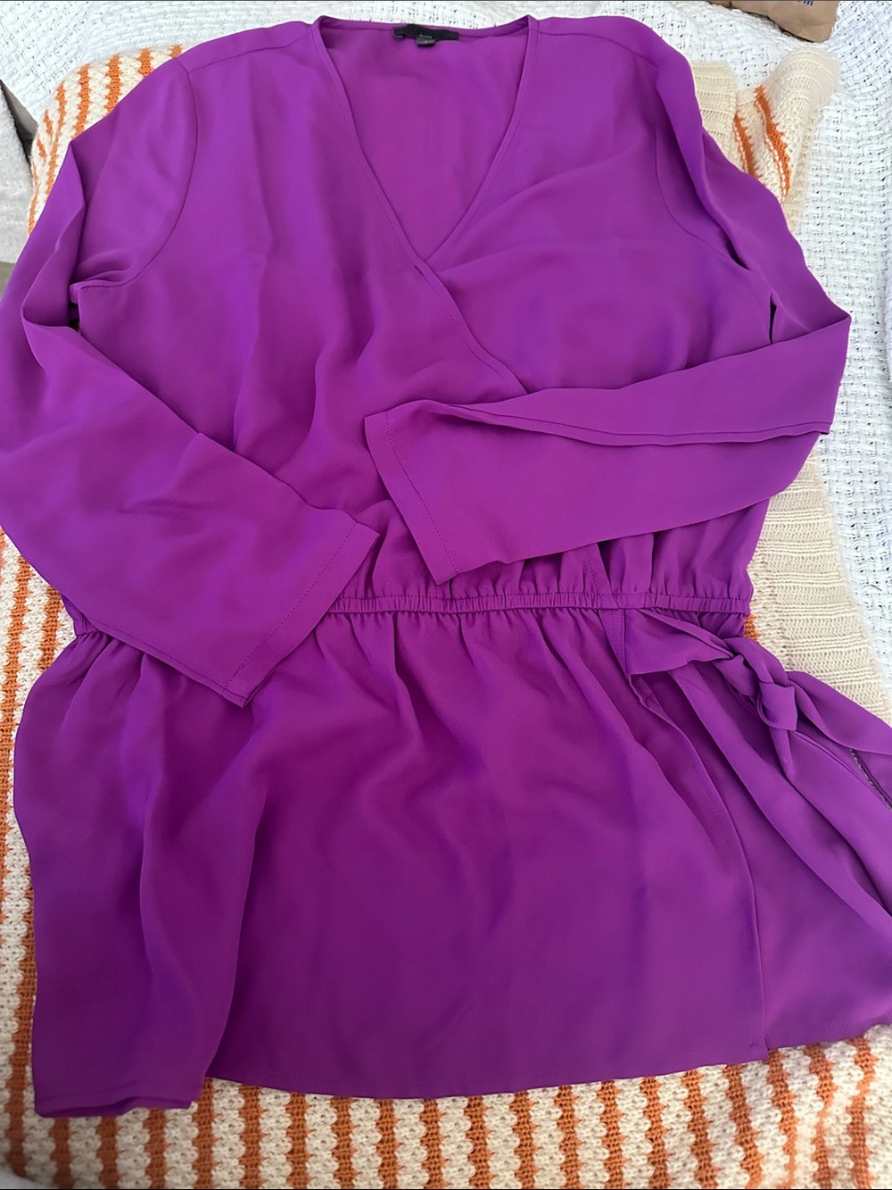 The Limited Purple Long-Sleeve Wrap-Front top S petite